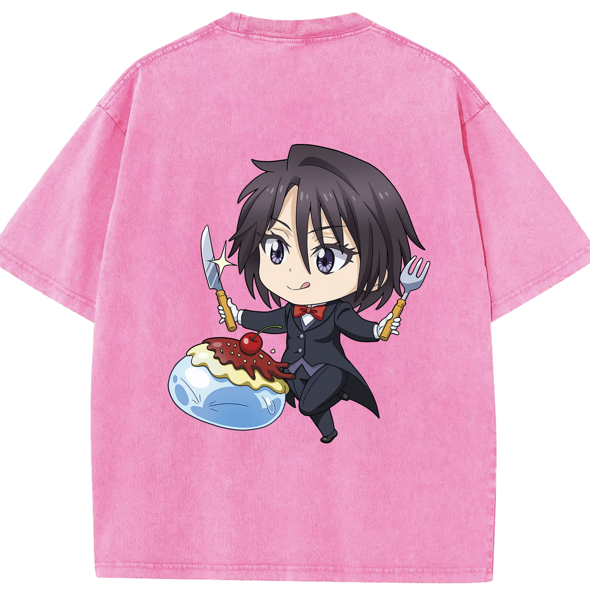 （画像用） 転スラ Regarding Reincarnated to Slime 綿100% ヴィンテージ風 半袖Tシャツ（背面プリント）